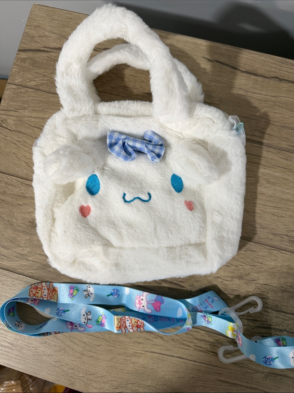 Cinnamoroll Plush Mini Tote with blue removable strap
